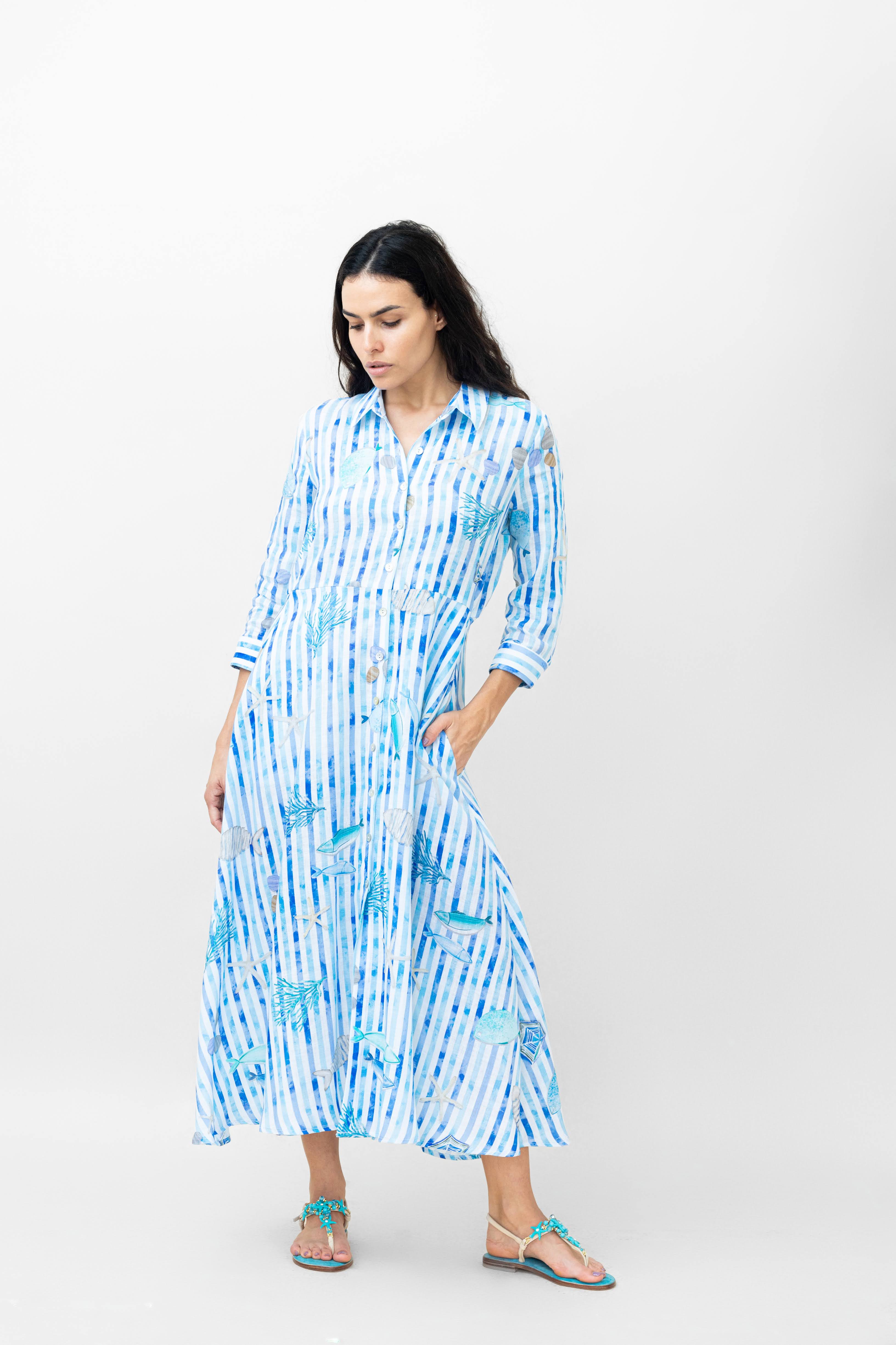 ANTIBES LONG LINEN DRESS