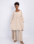 VESTIDO CORTO LINO 4 BOTONES LUNA