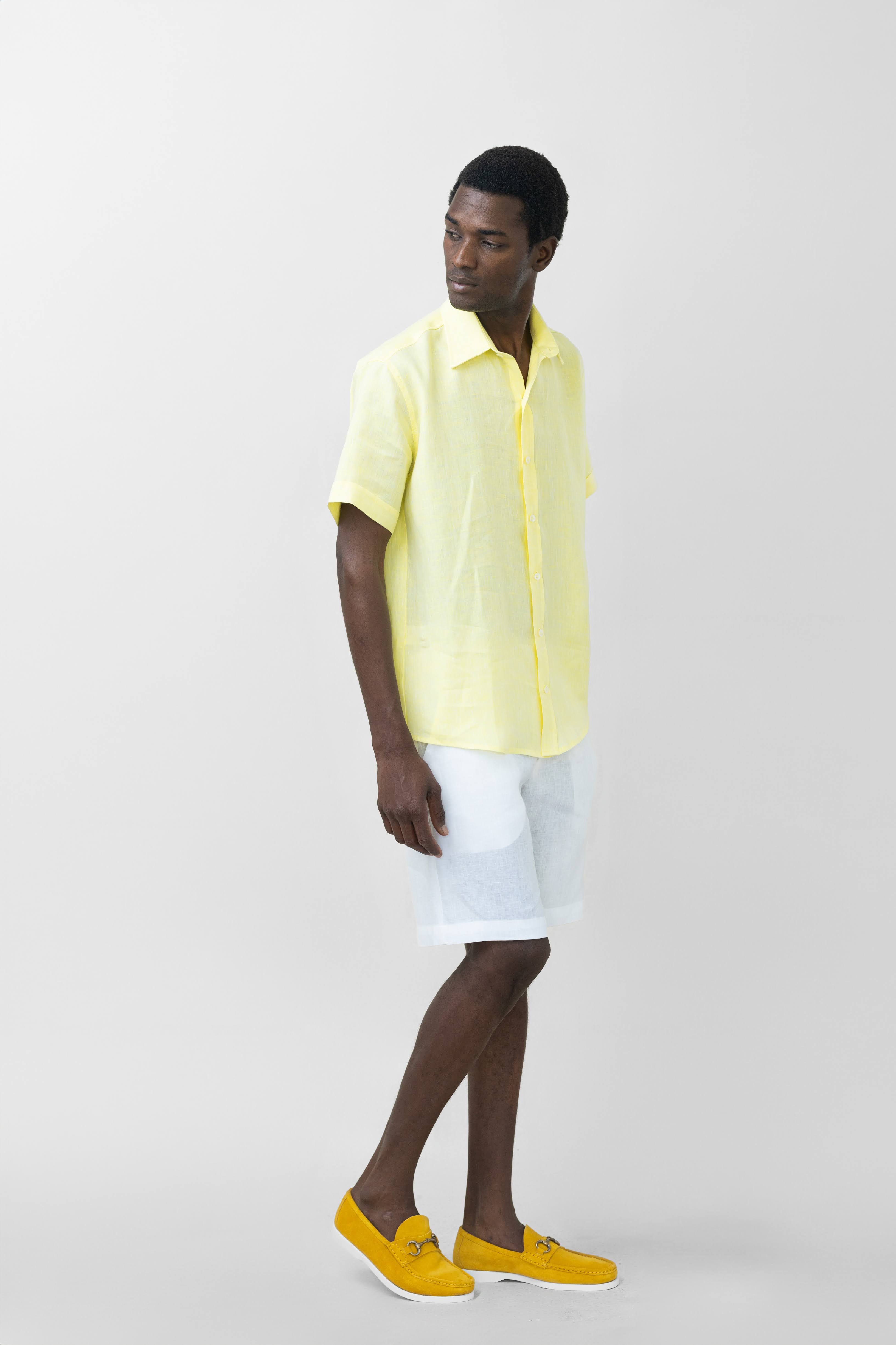 yellow linen blouse