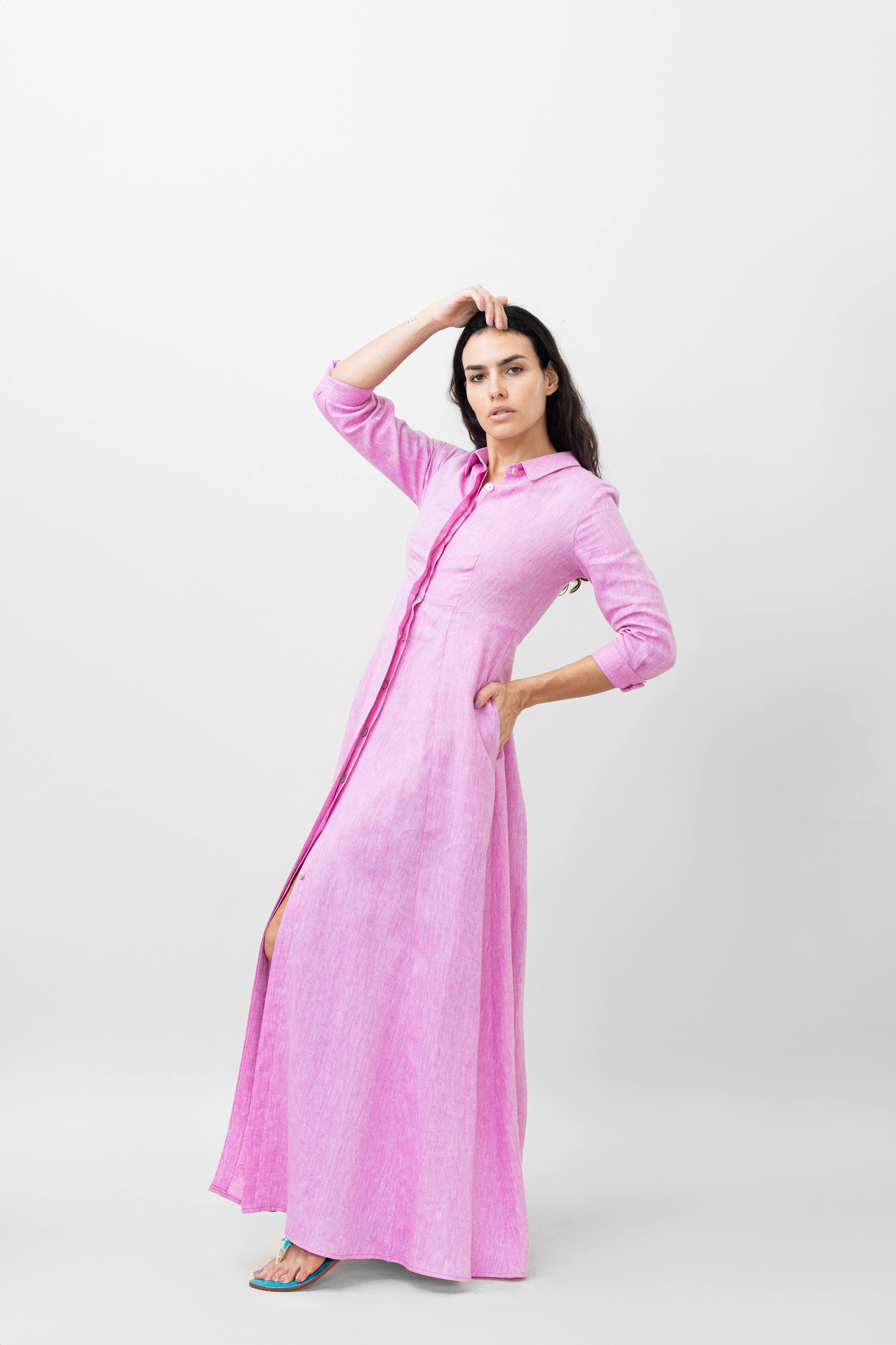 Mare 100 Linen Long Dress Sand