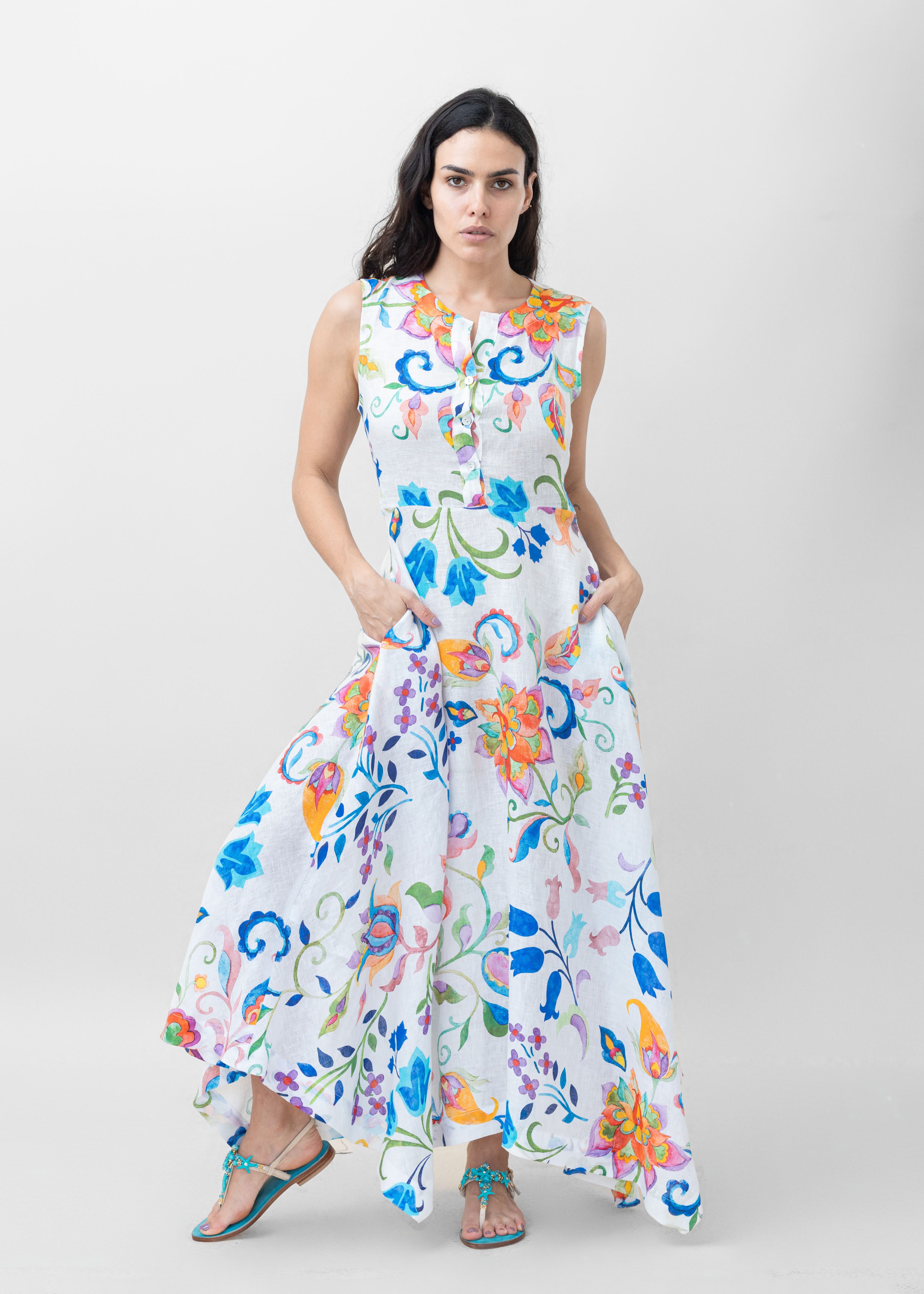 LISA LONG LINEN DRESS – Mediterraneo Boutique Italiana