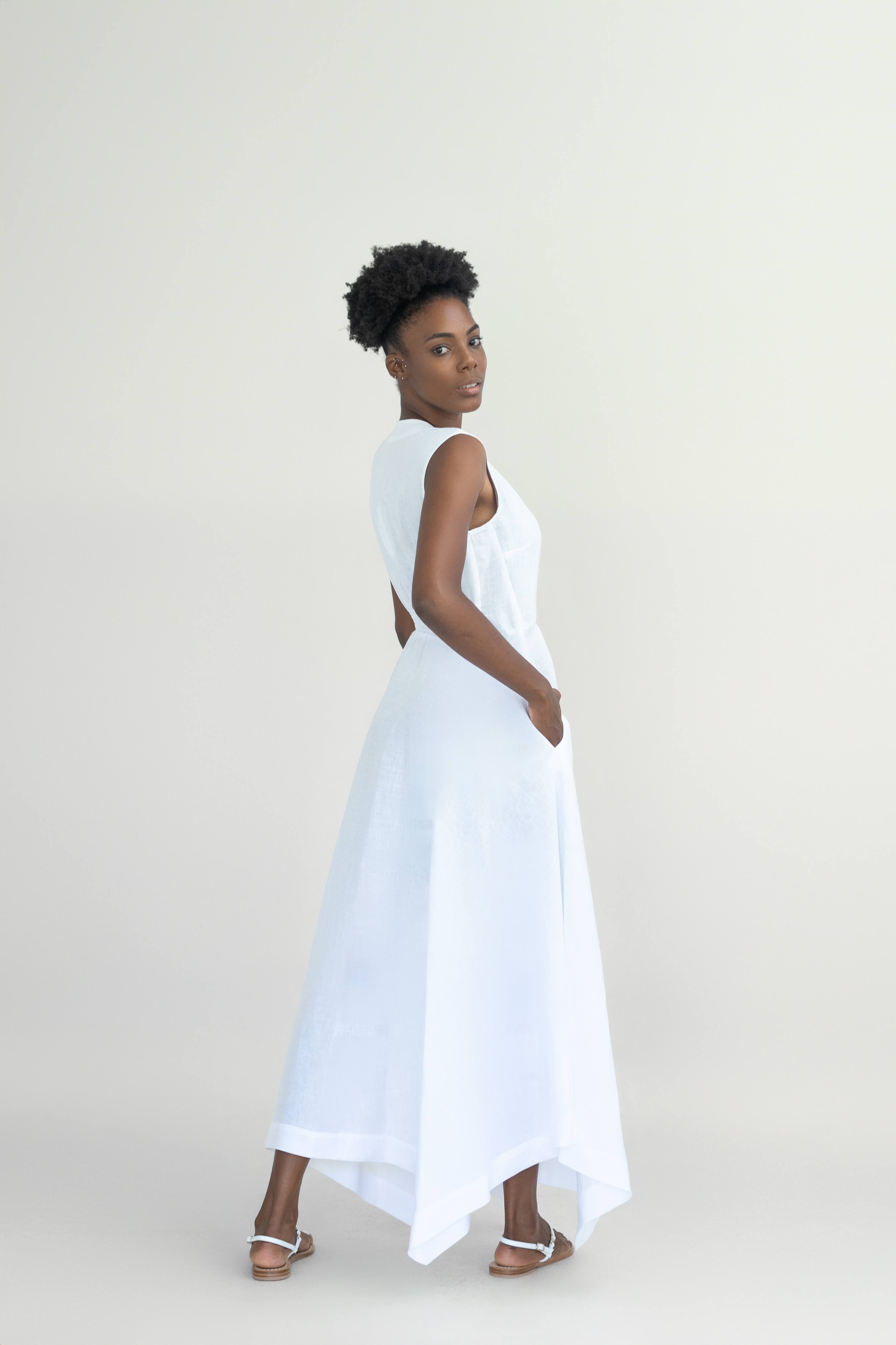 chinese dress ladies LISA LONG LINEN DRESS – Mediterraneo Boutique Italiana