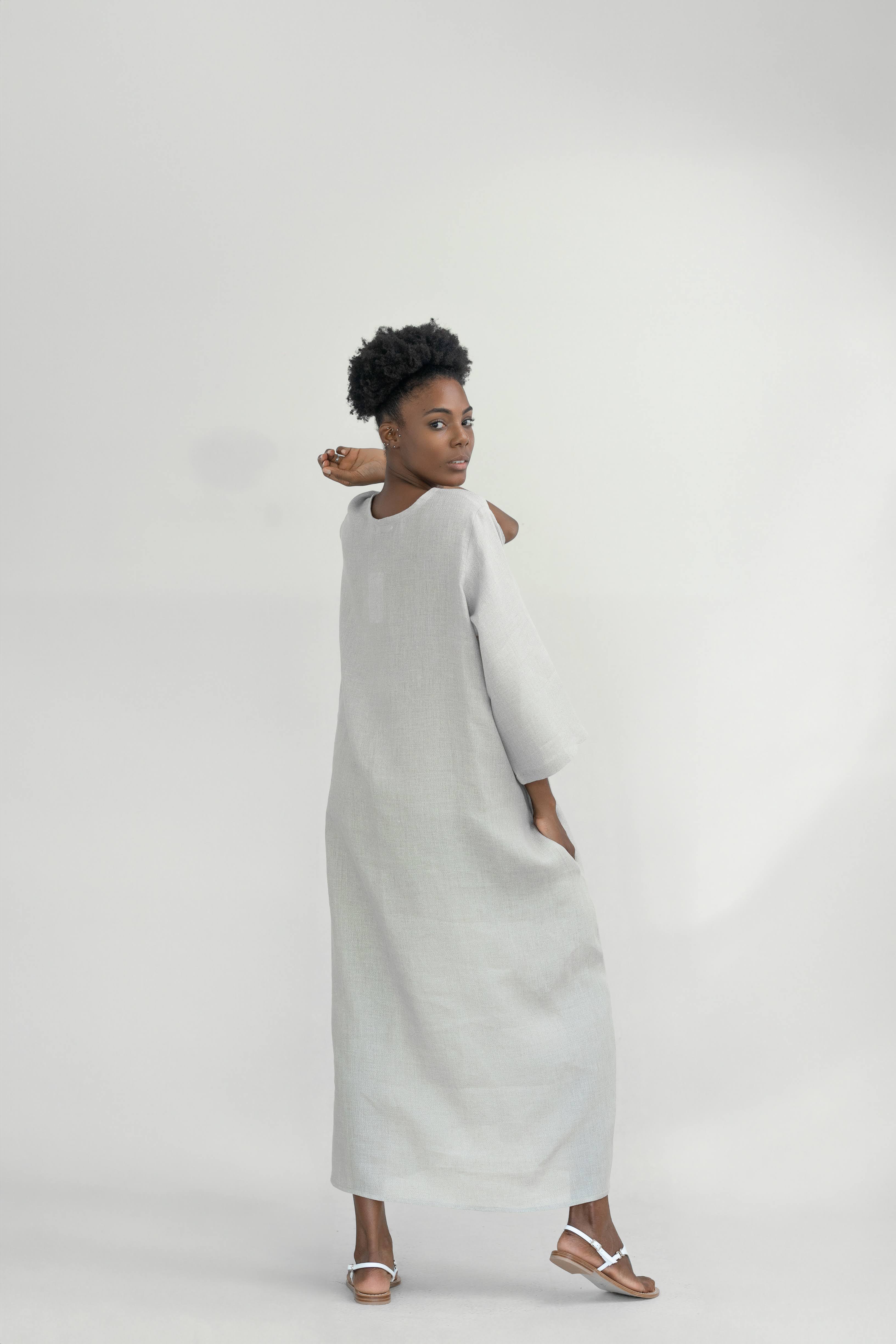 GERMANA LONG 3/4 SLEEVE DRESS – Mediterraneo Boutique Italiana