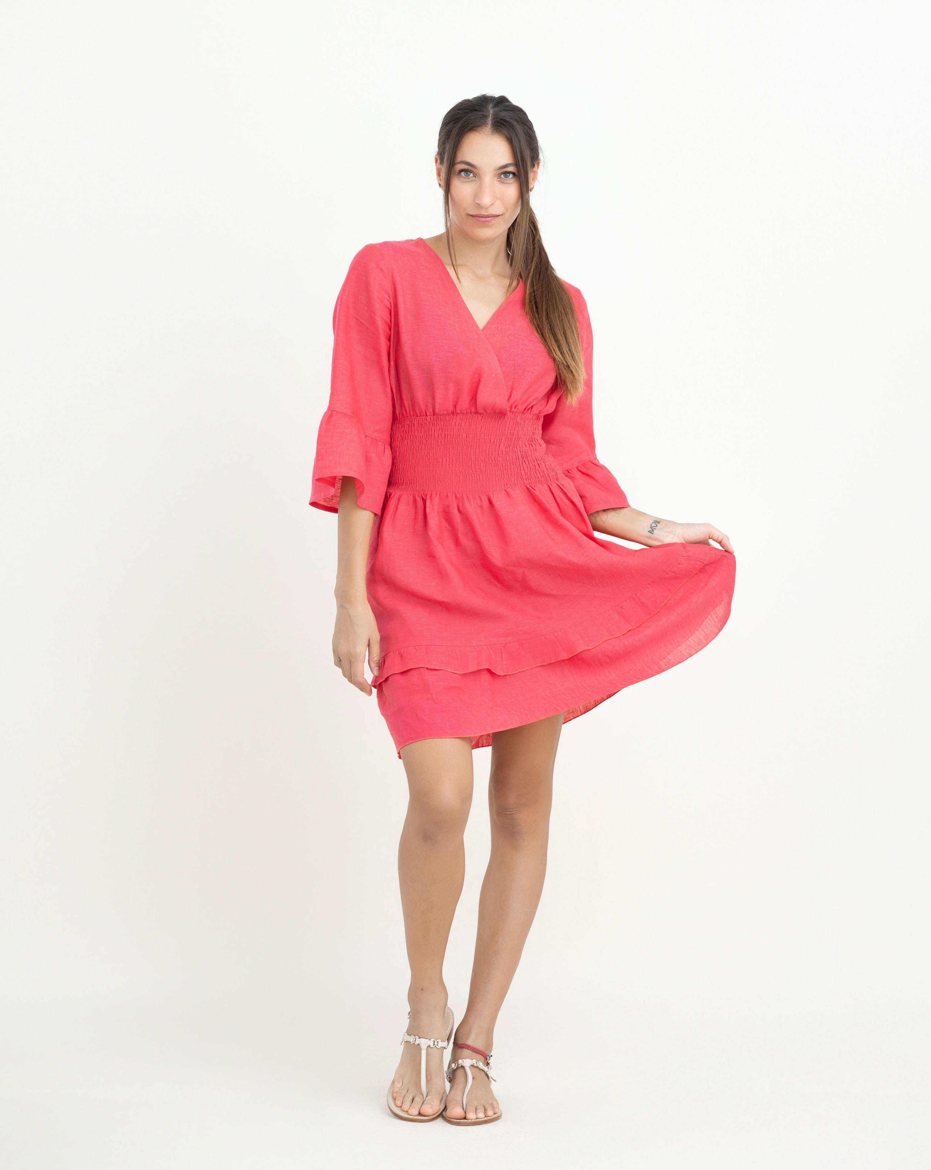 KIRA SHORT LINEN DRESS – Mediterraneo Boutique Italiana