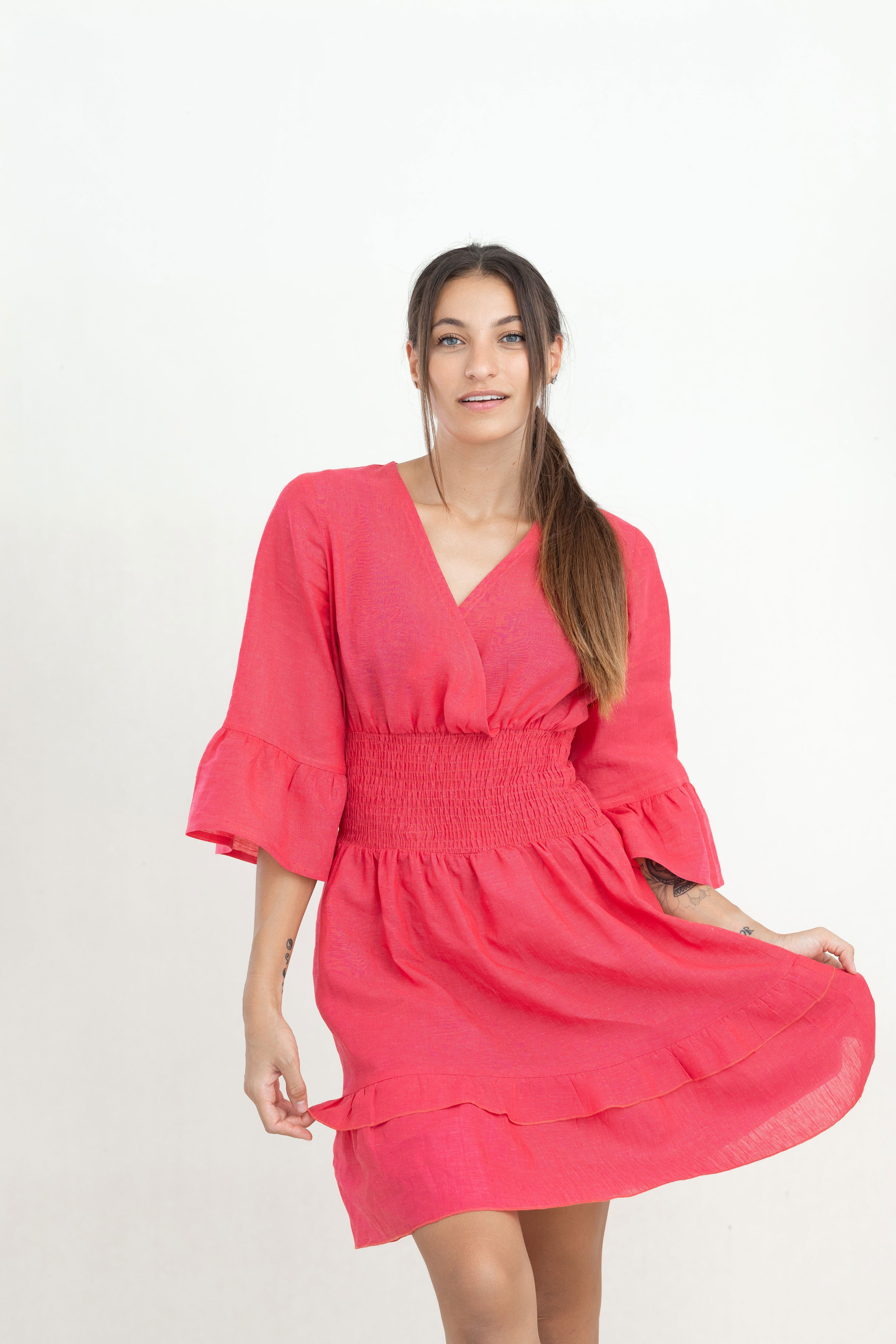 KIRA SHORT LINEN DRESS Mediterraneo Boutique Italiana KIRA SHORT LINEN DRESS Mediterraneo Boutique Italiana