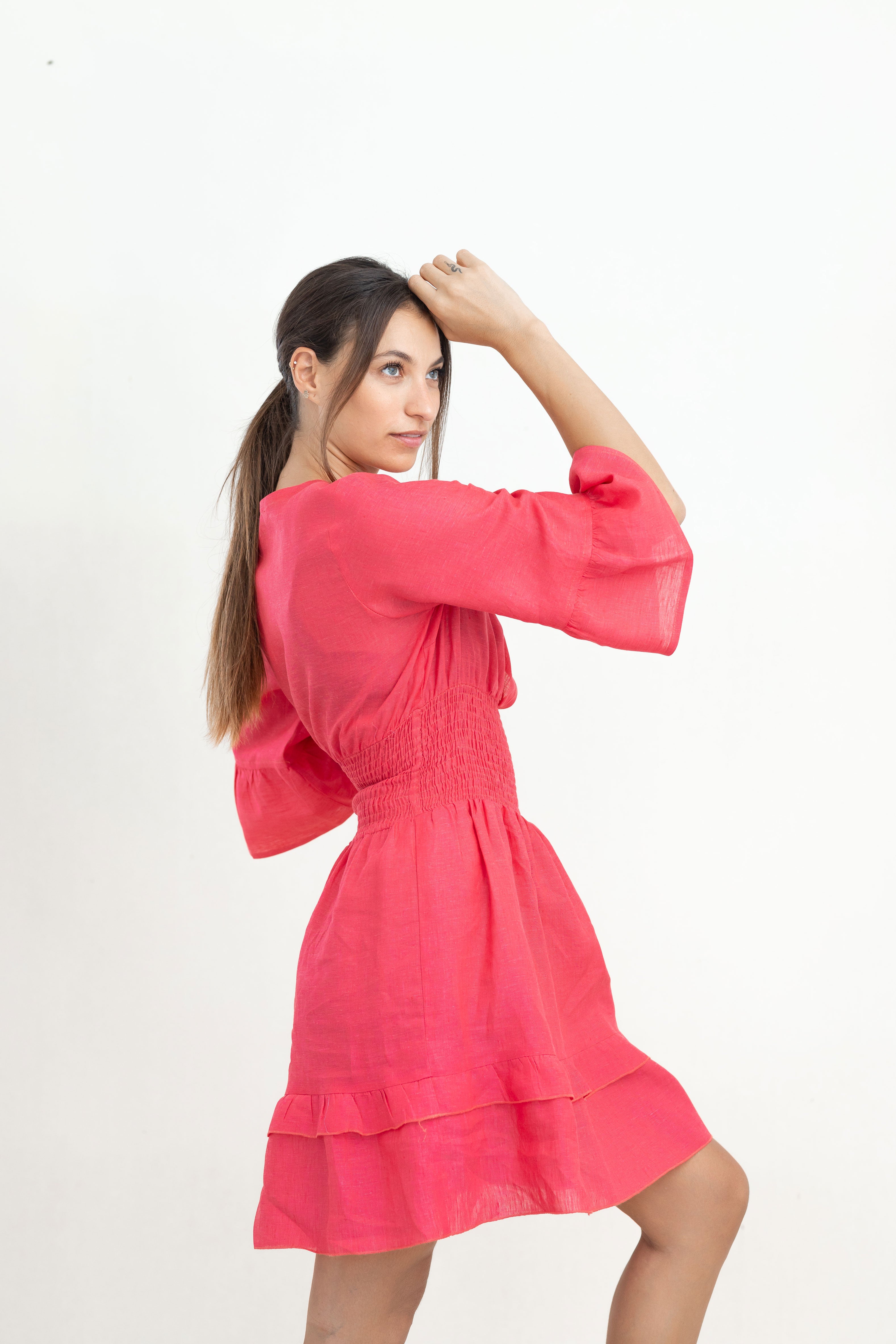 KIRA SHORT LINEN DRESS – Mediterraneo Boutique Italiana