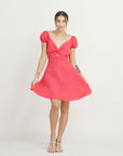 SUSY HALF SLEEVE LINEN DRESS