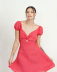 SUSY HALF SLEEVE LINEN DRESS