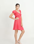 SUSY HALF SLEEVE LINEN DRESS