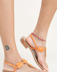 SANDALIAS HECHAS A MANO DE PIEL NARANJA