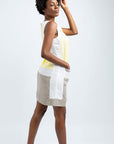 PATCH MIDI LINEN DRESS