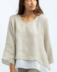 FRANCA MIDI LINEN BLUSA