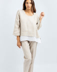 FRANCA MIDI LINEN BLUSA