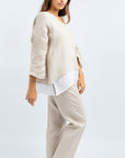 FRANCA MIDI LINEN BLUSA
