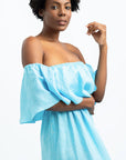 ROSSELLA VOLANT LONG LINEN DRESS