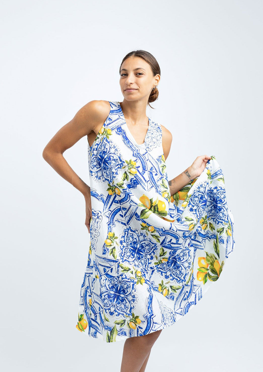 MIKONOS SHORT LINEN DRESS – Mediterraneo Boutique Italiana