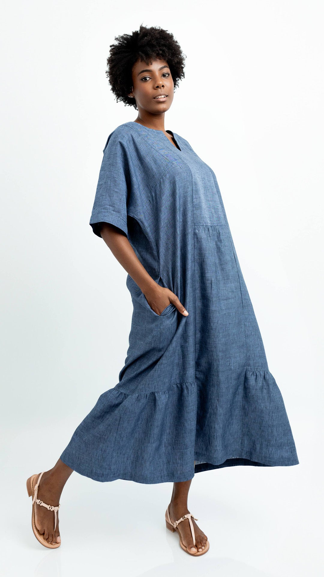 chinese dress ladies HYDRA LONG LINEN DRESS – Mediterraneo Boutique Italiana