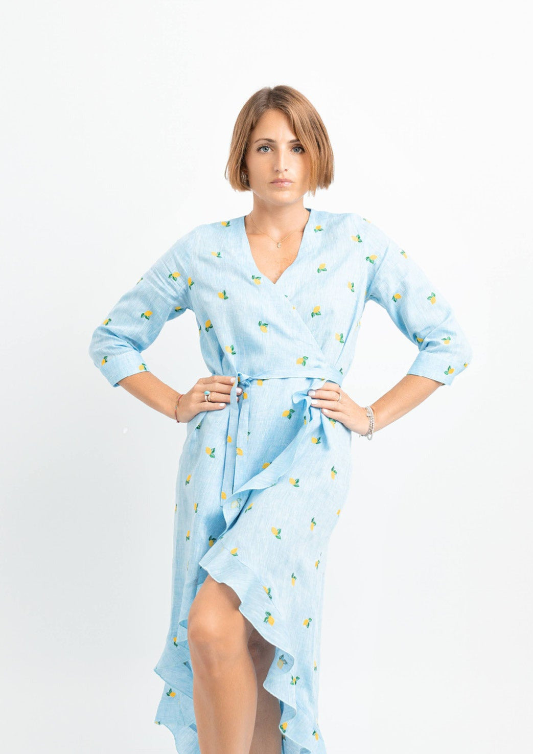 KANT RUFFLE LONG LINEN DRESS – Mediterraneo Boutique Italiana