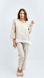 FRANCA MIDI LINEN BLUSA